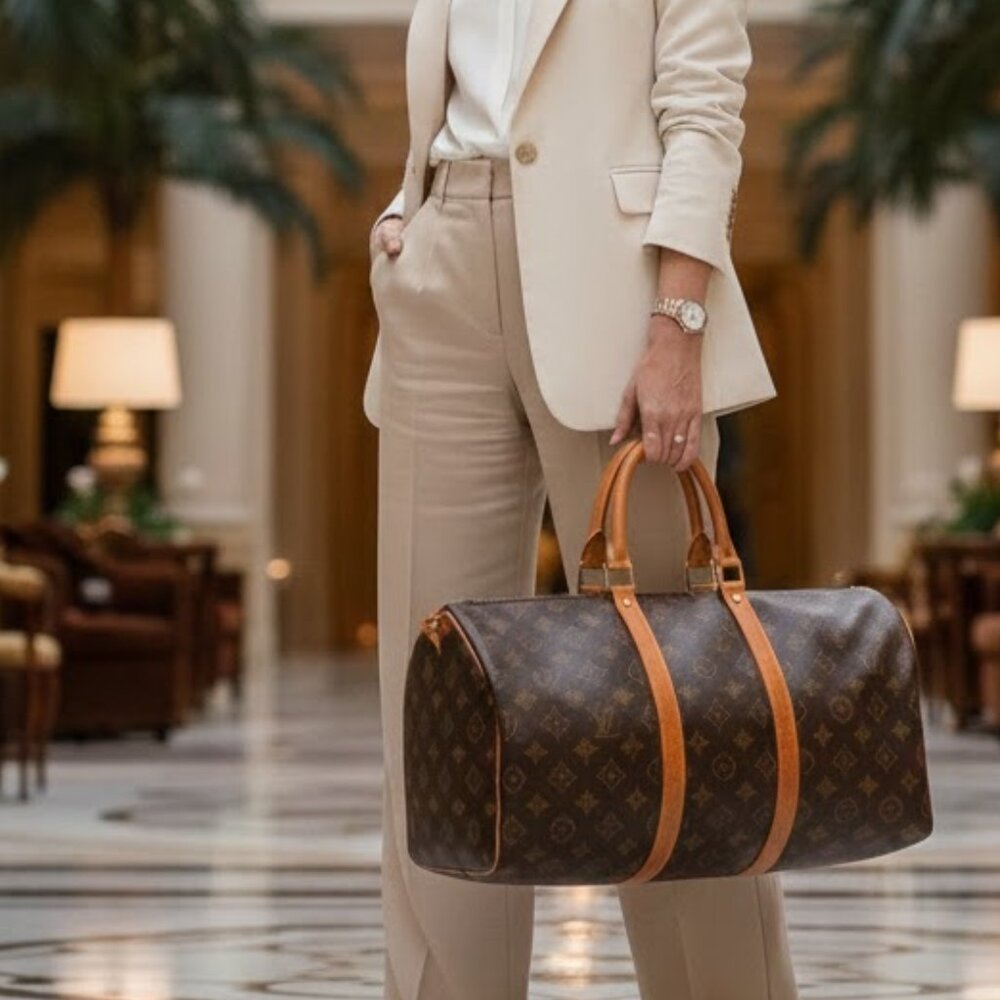 Louis Vuitton LV Boston Bag Keepall 55 Browns Monogram